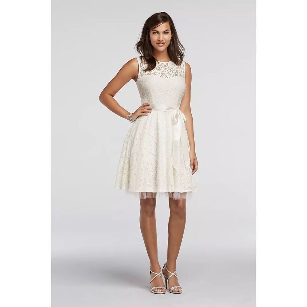 NWT David's Bridal White Lace Mini Dress